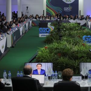Fernando Haddad, le ministre des Finances brésilien, intervient en ouverture du G20 Finances à São Paulo jeudi 29 février 2024.