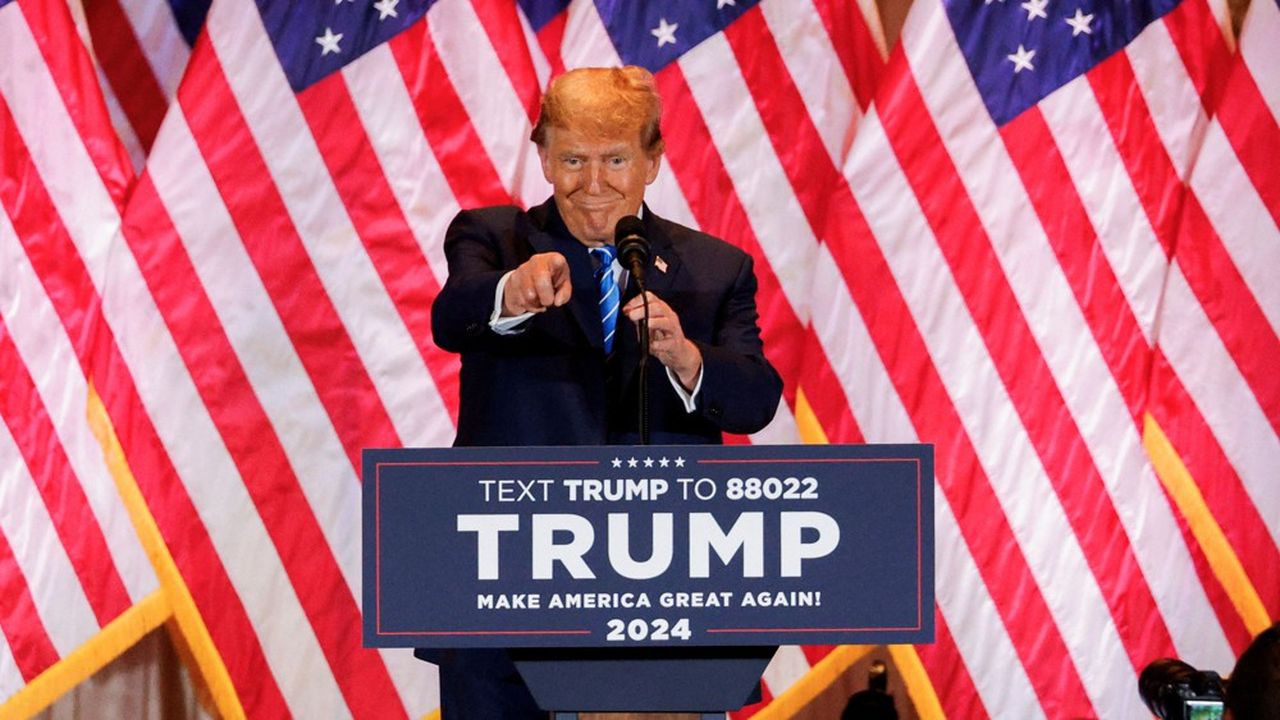 Donald Trump lors de son discours après le résultat des primaires de Super Tuesday, mardi soir dans sa résidence de Mar-a-Lago en Floride.