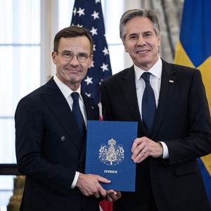 Le Premier ministre suédois, Ulf Kristersson, et le chef de la diplomatie américaine, Antony Blinken.