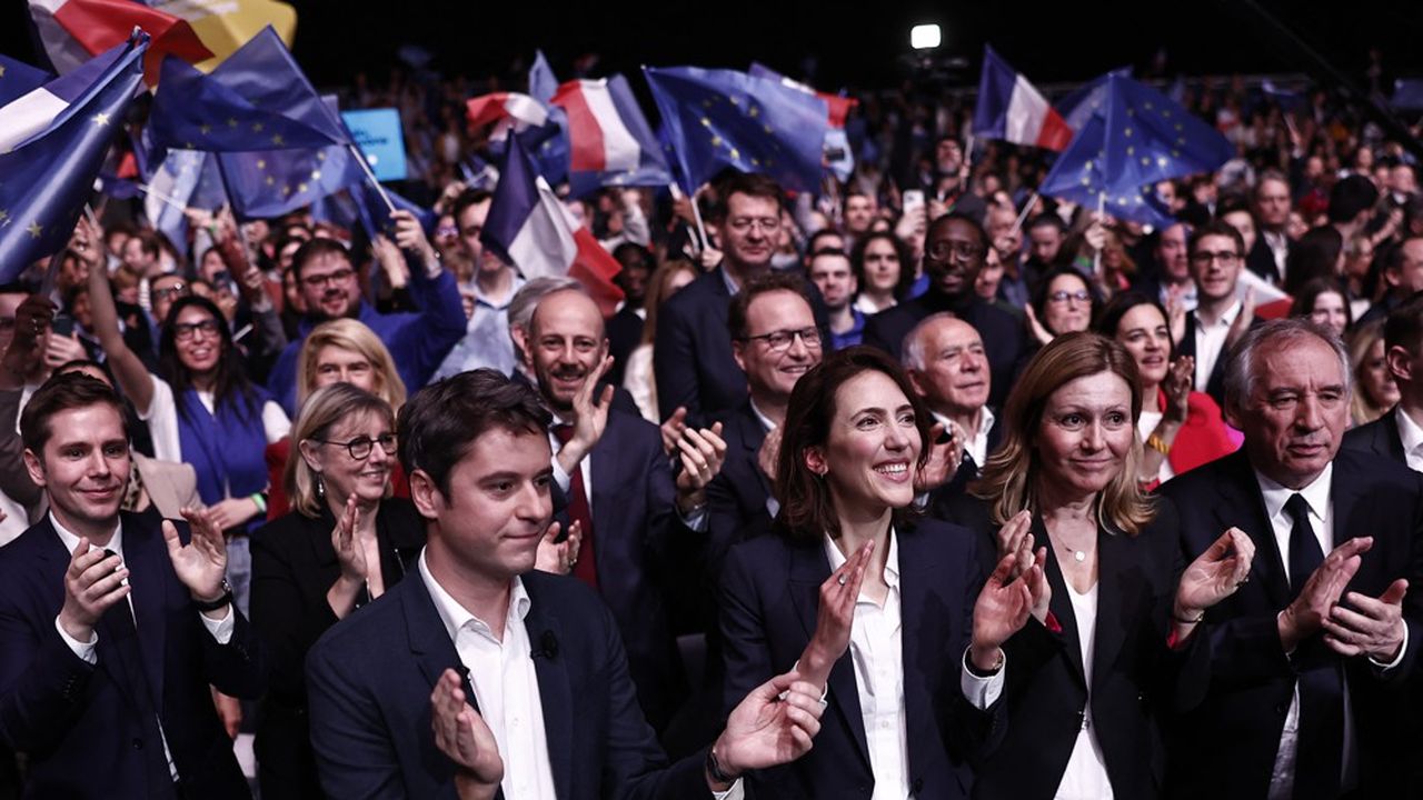Gabriel Attal et Valérie Hayer ont tenu à Lille le premier meeting de la majorité pour les élections européennes du 9 juin