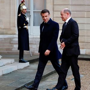 Emmanuel Macron accueille Olaf Scholz à l'Elysée en février dernier.