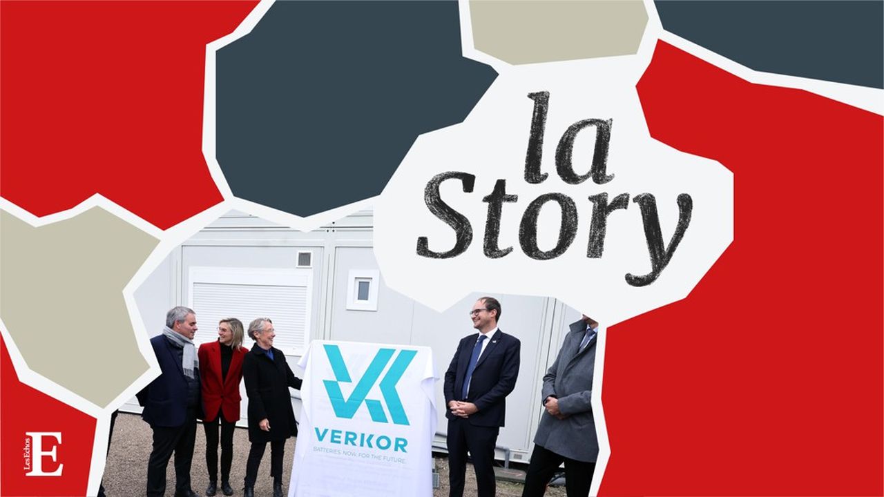 Pose de la première pierre de la gigafactory Verkor le 16 novembre 2023, en présence notamment de Xavier Bertrand (président des Hauts-de-France), Agnes Pannier Runacher (ministre de la Transition énergétique), Elisabeth Borne (Première ministre) et Benoît Lemaignan, PDG de Verkor.