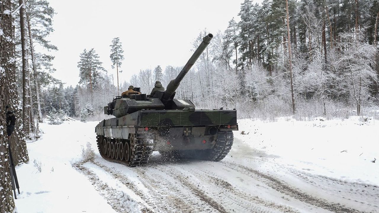 Un char Leopard 2 A5 dont un entraînement en Lituanie