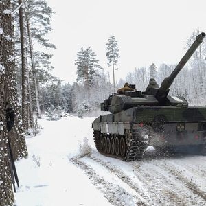 Un char Leopard 2 A5 dont un entraînement en Lituanie
