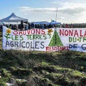 Lors d'un rassemblement de défense des terres agricoles du Triangle de Gonesse dans le Val-d'Oise en janvier 2021.