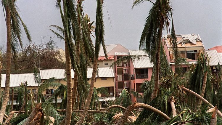 Passage du cyclone 'Hugo' dans la nuit du 16 au 17 septembre 1989 sur le département de la Guadeloupe.