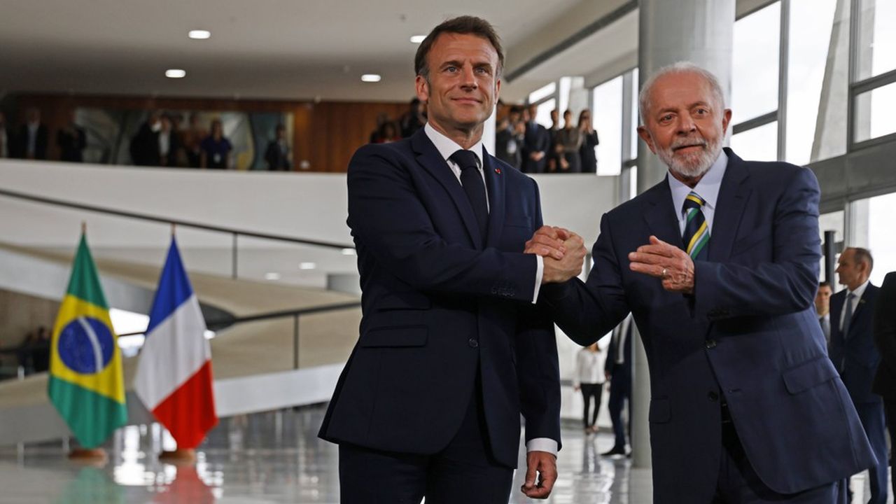 Lula reçoit Emmanuel Macron au palais du Planalto à Brasilia, jeudi 28 mars 2024.