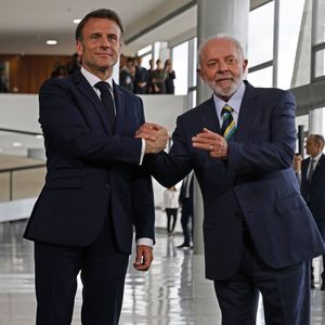 Lula reçoit Emmanuel Macron au palais du Planalto, jeudi 28 mars 2024.
