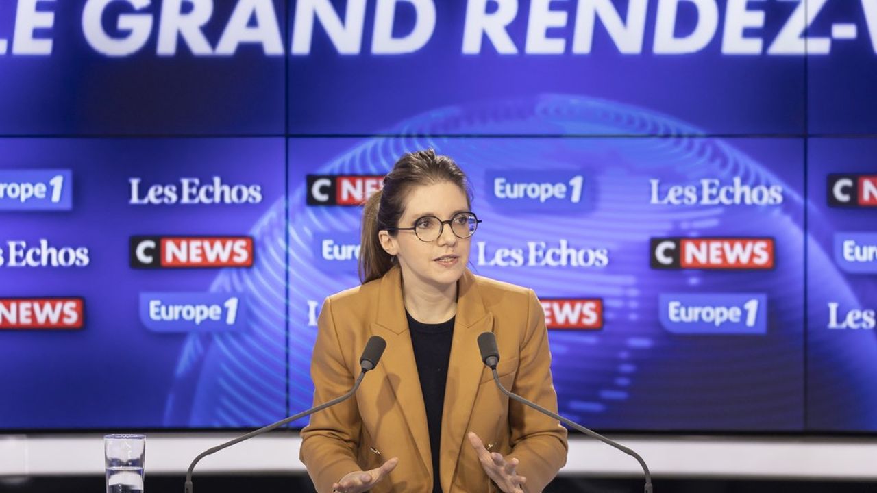 Aurore Bergé, la ministre chargée de l'Egalité entre les femmes et les hommes, invitée, dimanche, de l'émission politique Le Grand Rendez-Vous Europe 1 - CNews - « Les Echos ».