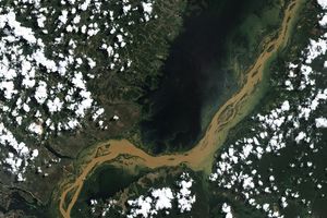 Vue de l'Amazonie, en Amérique du Sud, prise par un satellite Sentinel de Copernicus, le programme d'observation de la Terre de l'Union européenne.