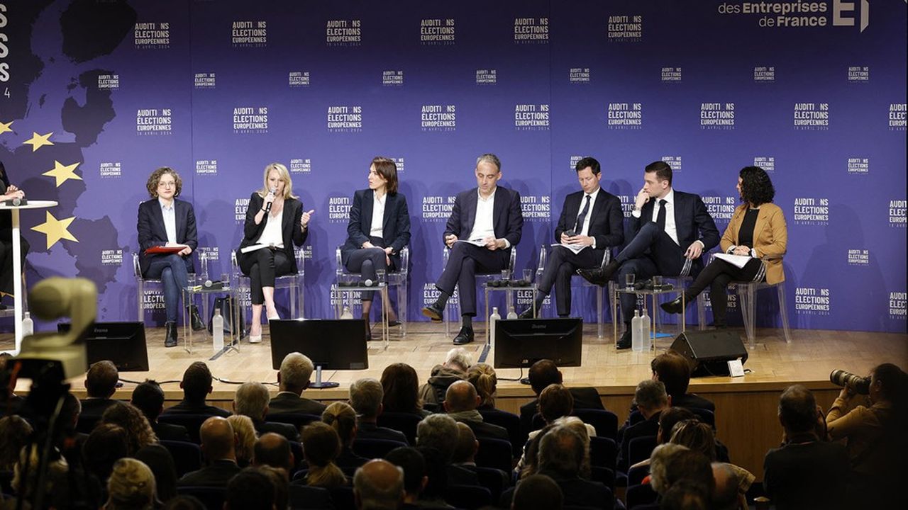 Les sept têtes de liste des principaux partis aux élections européennes ont débattu pendant plus de trois heures face aux représentants du Medef.