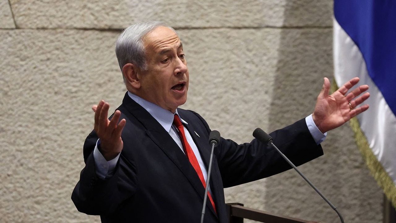 Benyamin Netanyahou au Parlement israélien, le 23 mai 2023.