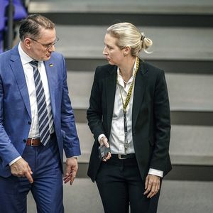 Les deux leaders de l'AfD, Tino Chrupalla et Alice Weidel, au Bundestag en janvier 2024.