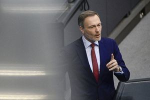 Le ministre allemand des Finances et directeur du Parti libéral (FDP), Christian Lindner, durant une séance plénière au Bundestag.