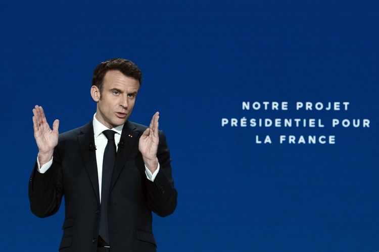 Emmanuel Macron, pendant la campagne présidentielle 2022.