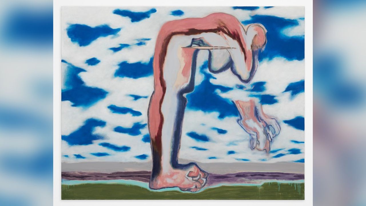 Glitch, huile sur toile (135 x 170 cm) de Firenze Lai (née en 1984). Cette jeune artiste de Hong Kong n'avait pas exposé depuis dix ans et vit désormais à Londres.