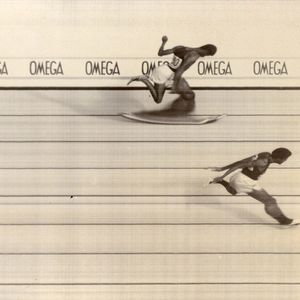 Photo « finish » de la finale du 400 mètres aux JO de Mexico en 1968, où l'Américain Lee Evans établit un nouveau record du monde en 43,86 secondes !
