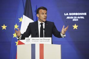 Emmanuel Macron, ce jeudi, lors de son discours sur l'Europe depuis la Sorbonne.