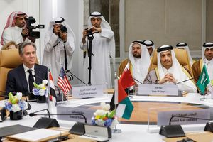 Réunion diplomatique de haut niveau à Riyad avec le Secrétaire d'Etat américain, Antony Blinken, et des représentants de l'Egypte, du Qatar, de l'Arabie saoudite ainsi que de l'Autorité palestinienne le 29 avril 2024.