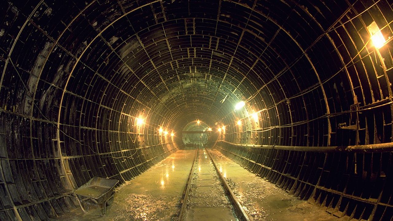 Le chantier du tunnel sous la Manche, en 1990.