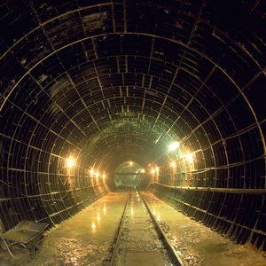 Le chantier du tunnel sous la Manche, en 1990.