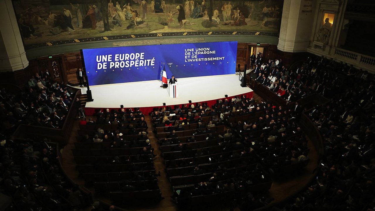 Emmanuel Macron lors de son discours sur l'Europe à la Sorbonne, le 25 avril dernier.