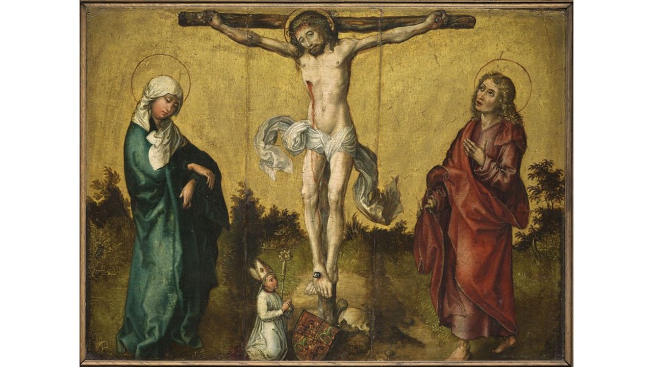 Albrecht Dürer (?)Crucifixion, 1492-1493,peinture à la technique mixte sur bois (tilleul).