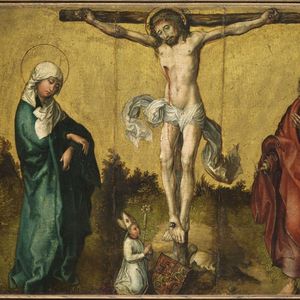 Albrecht Dürer (?)Crucifixion, 1492-1493,peinture à la technique mixte sur bois (tilleul).