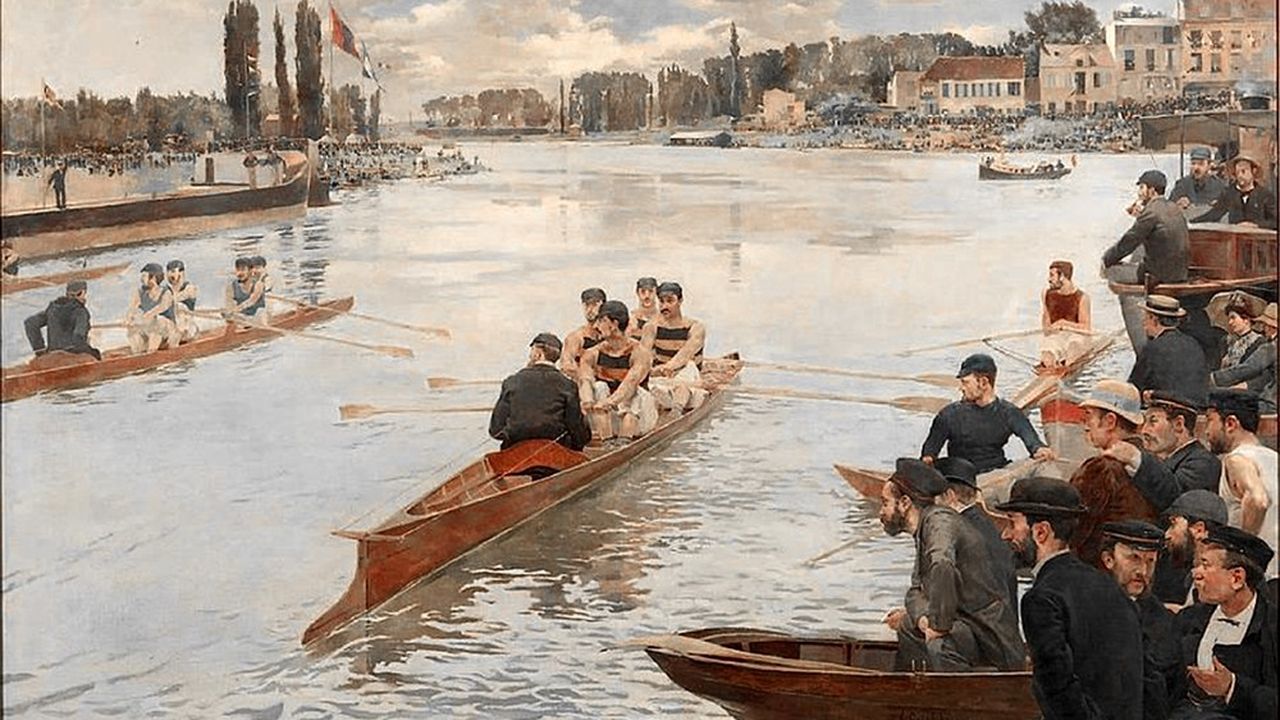 « Une régate à Joinville, le départ », peinture de Ferdinand Gueldry(1881). cette toile est valorisée à 400.000 euros.
