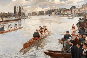 « Une régate à Joinville, le départ », peinture de Ferdinand Gueldry(1881). cette toile est valorisée à 400.000 euros.