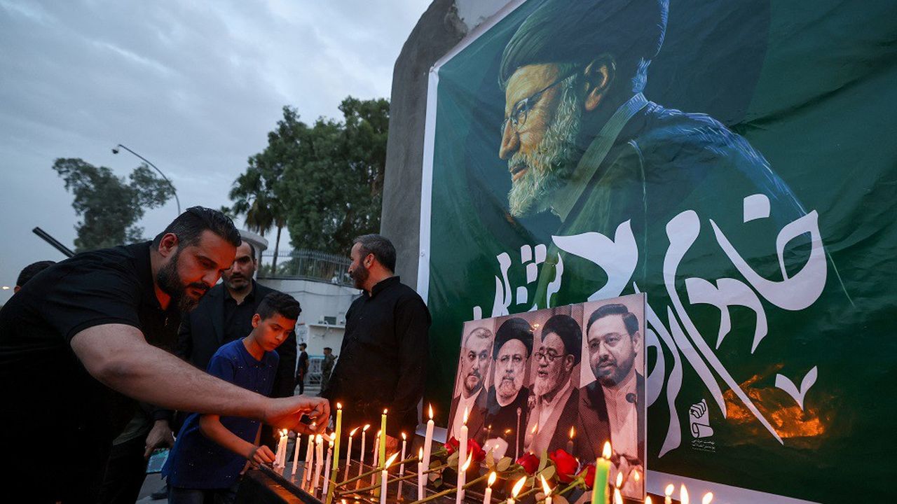 Des hommages se sont multipliés dans le monde musulman après la disparition du président iranien, comme ici à Bagdad, en Irak.