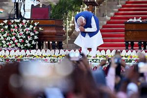 Le Premier ministre indien, Narendra Modi, lors de la cérémonie d'investiture dimanche au palais présidentiel Rashtrapati Bhavan à New Delhi.
