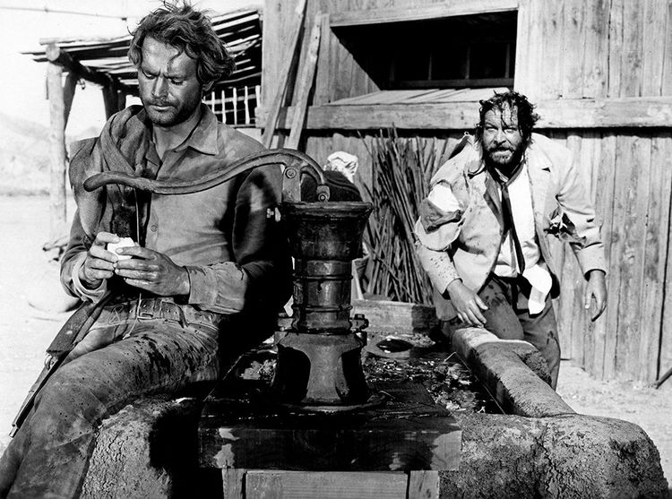 Terence Hill et Bud Spencer, dans « On continue à l'appeler Trinita » (1971) de Enzo Barboni. Le western tourne à la farce.