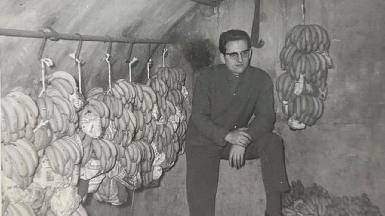 Le père d'Alain Alarcon (président de la PME Banagrumes sur le marché de Rungis), déjà mûrisseur dans les caves proches des Halles de Paris.