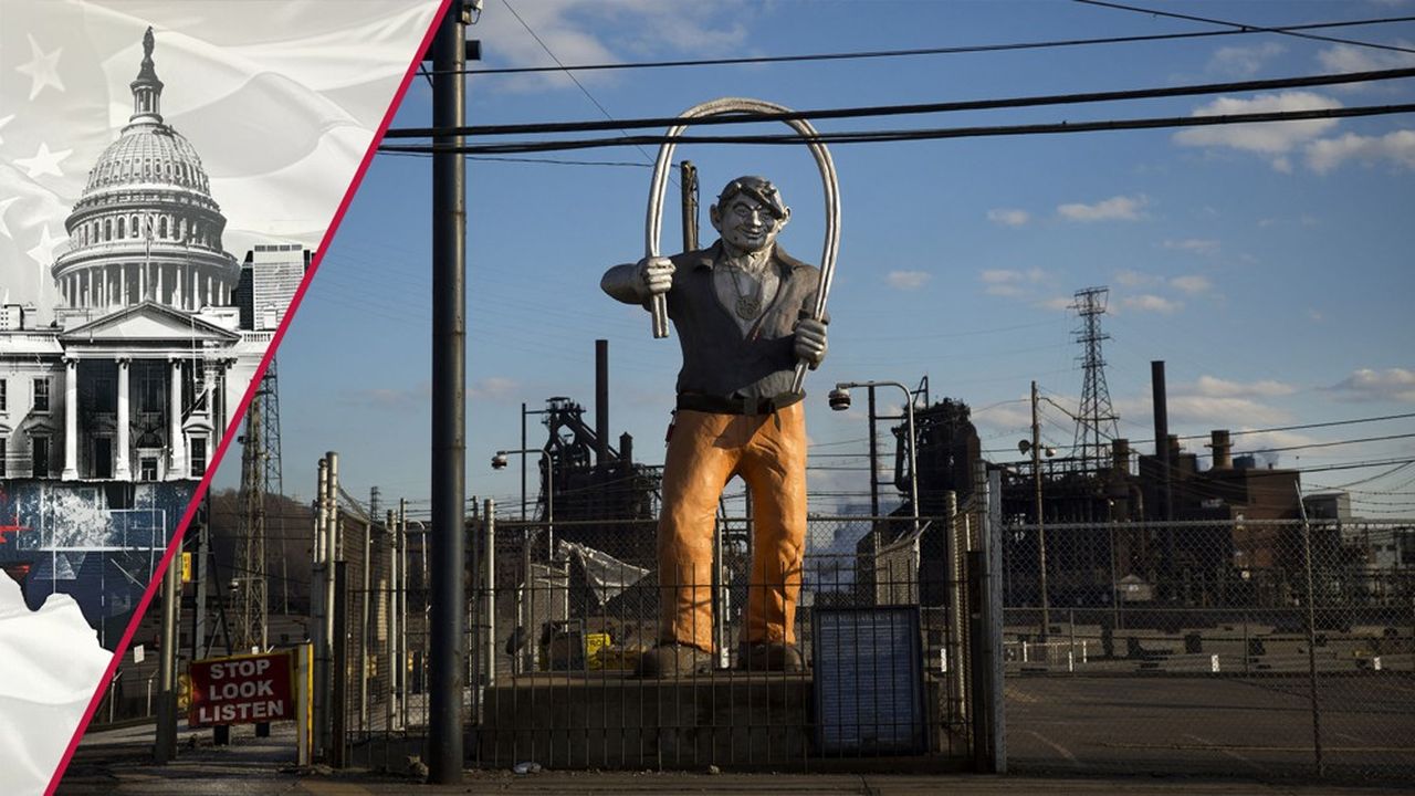 Incarnation locale du mythe de l'ouvrier surhumain, la statue de Joe Magarac, avec son médaillon d'US Steel autour du cou, garde l'entrée de l'aciérie Edgar Thomson à Braddock.